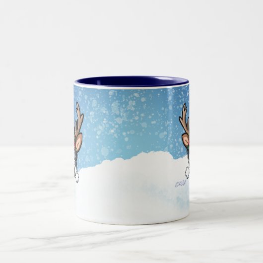 ビールヨークシャーテリアトナカイのクリスマスツートーンマグ ツートーンマグカップ (中央)