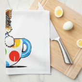 ビールヨークシャーテリア水玉模様カップ キッチンタオル (四つ折り)