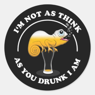 ビールラバーカメレオンと飲おもしろいみ引用文 ラウンドシール