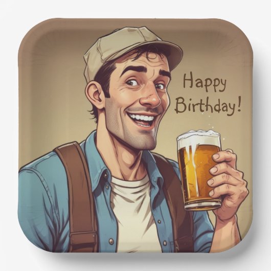 ビールラバー誕生日 ペーパープレート (正面)