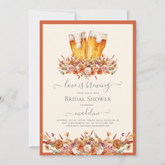 ビールラブイズブルーイング秋フローラブライダルシャワー 招待状 (正面)
