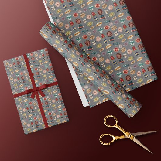 ビールラベルファンシーコラージュ ラッピングペーパー