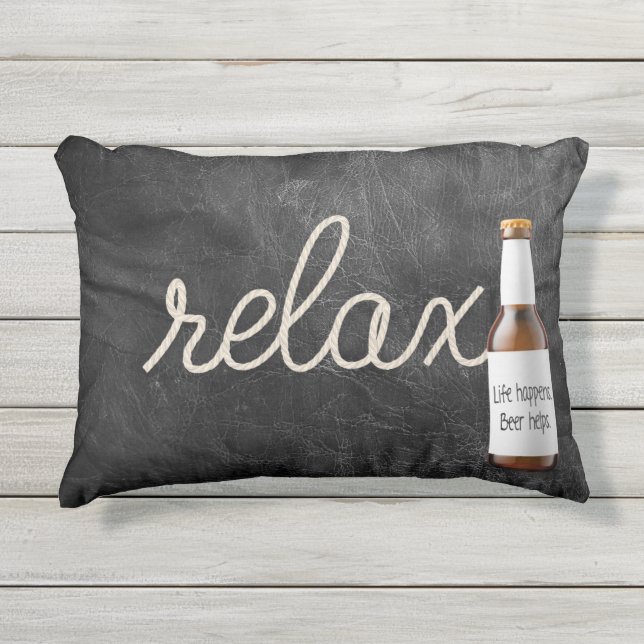 ビールリラックスで皮質地に文字ロープ アウトドアクッション (正面)