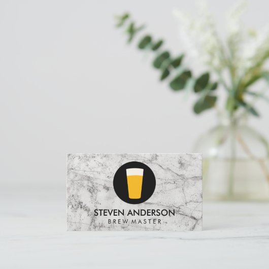 ビールロゴの印刷 | 木目 | ストーン 名刺 (スタンド正面)