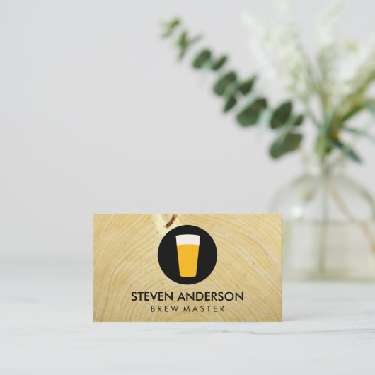 ビールロゴの印刷 |木目 名刺 (スタンド正面)