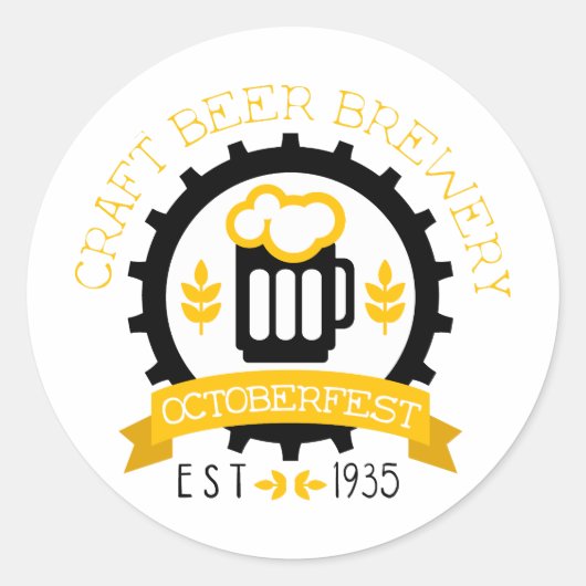 ビールロゴデザインテンプレートとPint ラウンドシール (正面)