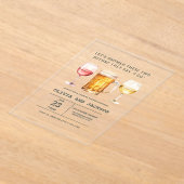 ビールワインブルワリー水の色カップルのシャワー アクリル招待状 (レイダウン)