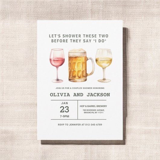 ビールワインブルワリー水の色カップルのシャワー 招待状