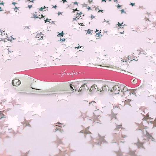 ビールワモノグラムのインコルクスクリューピンクボトルオープナー ソムリエナイフ