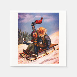 ビールヴィルヘルム・ラーセンとクリスマスそり スタンダードカクテルナプキン