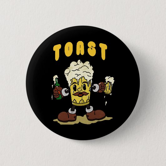 ビール乾杯マスコット 缶バッジ (正面)