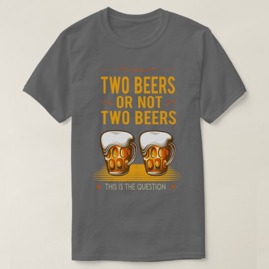 ビール二杯飲おもしろいみ物 Tシャツ (デザイン正面)
