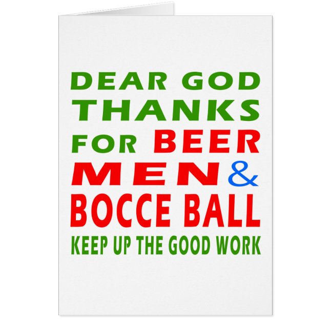 ビール人およびBocce球への親愛な神の感謝 (正面)