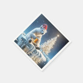 ビール付きクリスマスポーラーベア スタンダードカクテルナプキン (角)