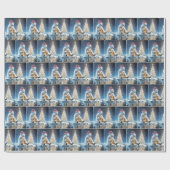 ビール付きクリスマスポーラーベア ラッピングペーパー (フラット)