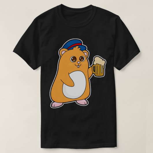 ビール付きハムスター Tシャツ (デザイン正面)