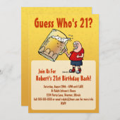ビール付き21歳の誕生日パーティー招待状のユーモア 招待状 (正面/裏面)
