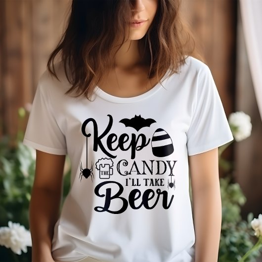 ビール保を飲むお菓子のハロウィーン Tシャツ