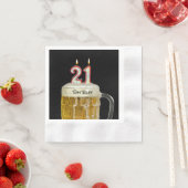 ビール入り21歳のバースデーキャンドル 縁ありカクテルナプキン (インサイチュ)