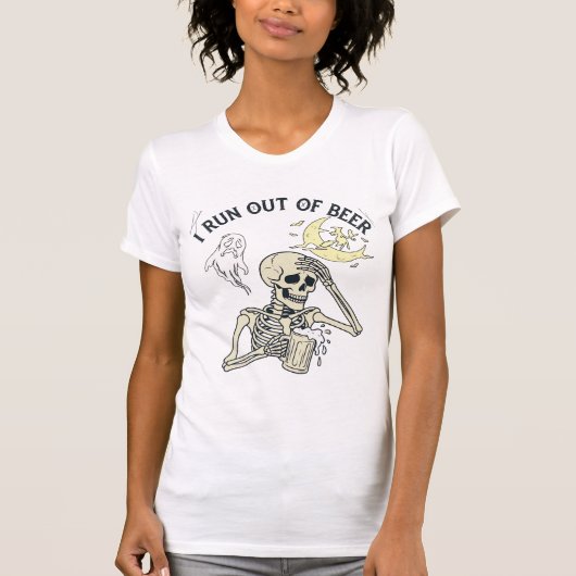 ビール切れ スケルトン ゴースト 月 ハロウィン_1 Tシャツ (正面)
