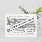 ビール及びおむつのパーティーのベビーシャワー招待状 招待状 (スタンド正面)