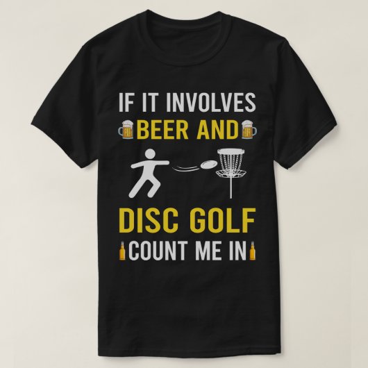 ビール及びディスクゴルフ Tシャツ (デザイン正面)