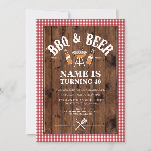 ビール及び応援BBQの誕生会年齢の招待 招待状 (正面)