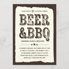 ビール及びBBQ |の素朴なリハーサルの夕食 招待状