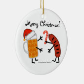 ビール及びBratwurst -メリークリスマス! (カスタマイズ可能) セラミックオーナメント (右)