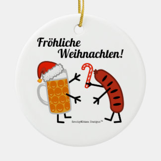 ビール及びBratwurst - Fröhliche Weihnachten! セラミックオーナメント