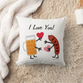 ビール及びBratwurst - I愛! (カスタマイズ可能) クッション (ブランケット)