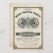 ビール味見の招待状|のヴィンテージのレトロ 招待状 (正面/裏面)