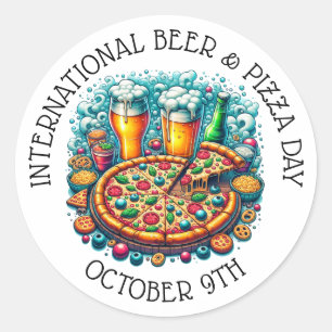 ビール国際的とピザの日10月9日 ラウンドシール