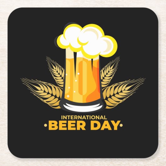 ビール国際的の日 スクエアペーパーコースター (正面)