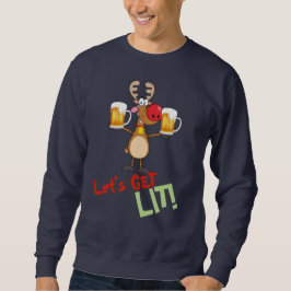ビール好きおもしろいのためのクリスマスT - Get LIT Rudolph スウェットシャツ
