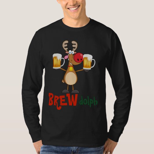 ビール好きおもしろいのためのクリスマスT - Get LIT Rudolph Tシャツ (正面)