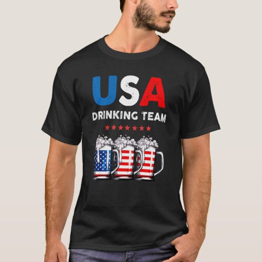 ビール好きおもしろいのアメリカ飲みチーム Tシャツ (正面)