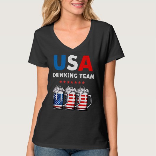 ビール好きおもしろいのアメリカ飲みチーム Tシャツ (正面)