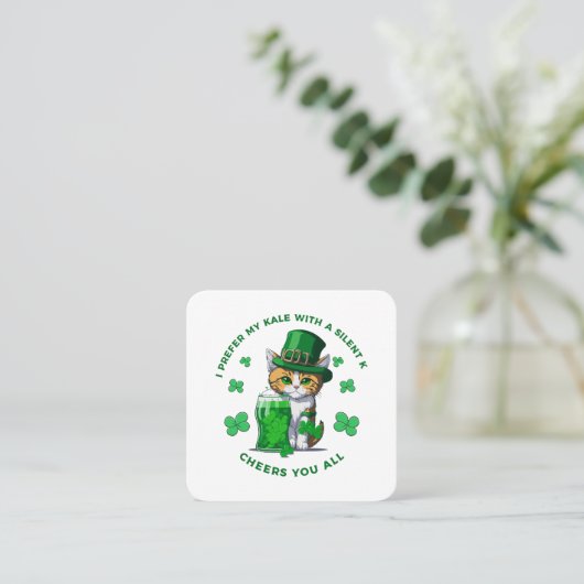 ビール好きでケール静かのおもしろい方が好い スクエア名刺 (スタンド正面)