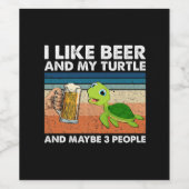 ビール好きな私 ビールが好きで、さらに亀の誕生日も ワインラベル (シングルラベル)