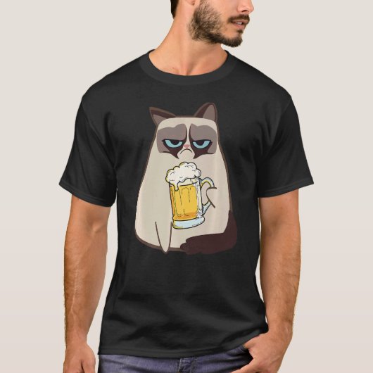 ビール好きのための365日ビール猫スタイル Tシャツ (正面)
