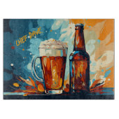 ビール好きのビールとマグウォーターの色 カッティングボード (正面)