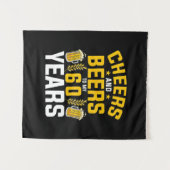 ビール好きの乾杯！還暦60歳の誕生日おめでとう タペストリー (正面(横))