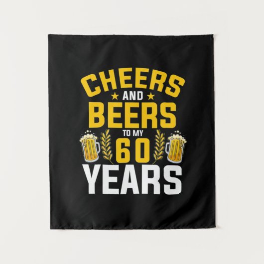 ビール好きの乾杯！還暦60歳誕生日おめでとう タペストリー (正面)