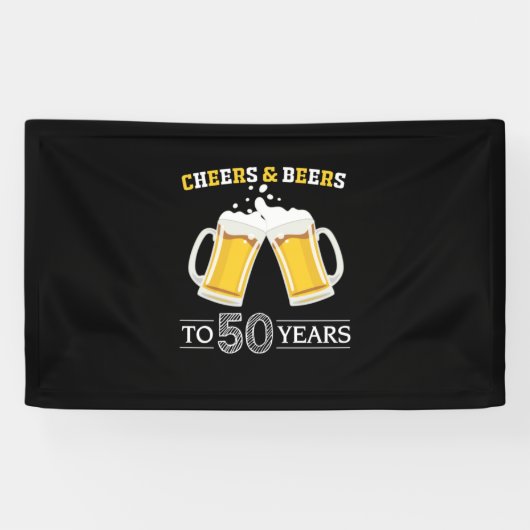 ビール好きの乾杯！50歳の誕生日おめでとう 横断幕 (横)