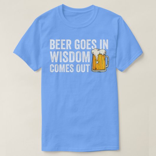 ビール好きの来贈り物がビールに流れる Tシャツ (デザイン正面)