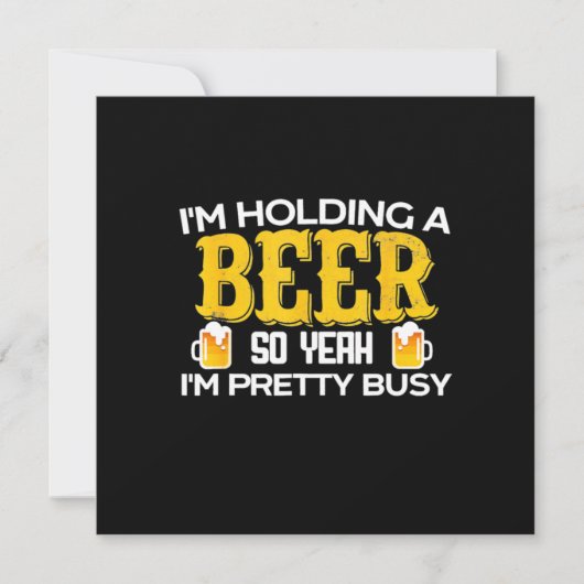 ビール好きの私がビールを持って誕生日を祝う 招待状 (正面)