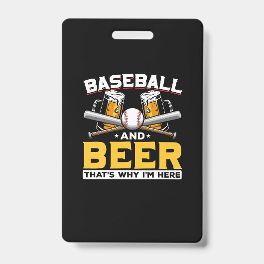 ビール好きの野球ファンへのユーモアのギフト 誕生日 バッジ (正面)