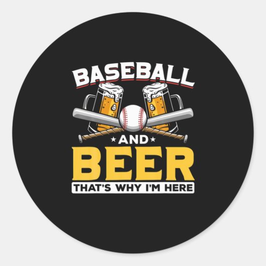 ビール好きの野球ファンへのユーモアのギフト 誕生日 ラウンドシール (正面)