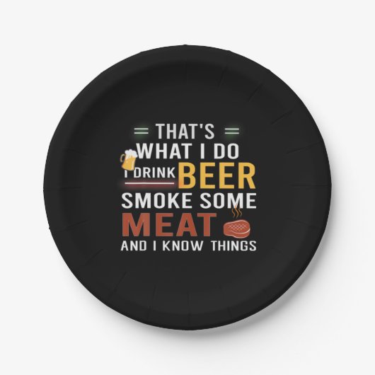 ビール好き 誕生日 ビールを飲む 肉を焼く ペーパープレート (正面)
